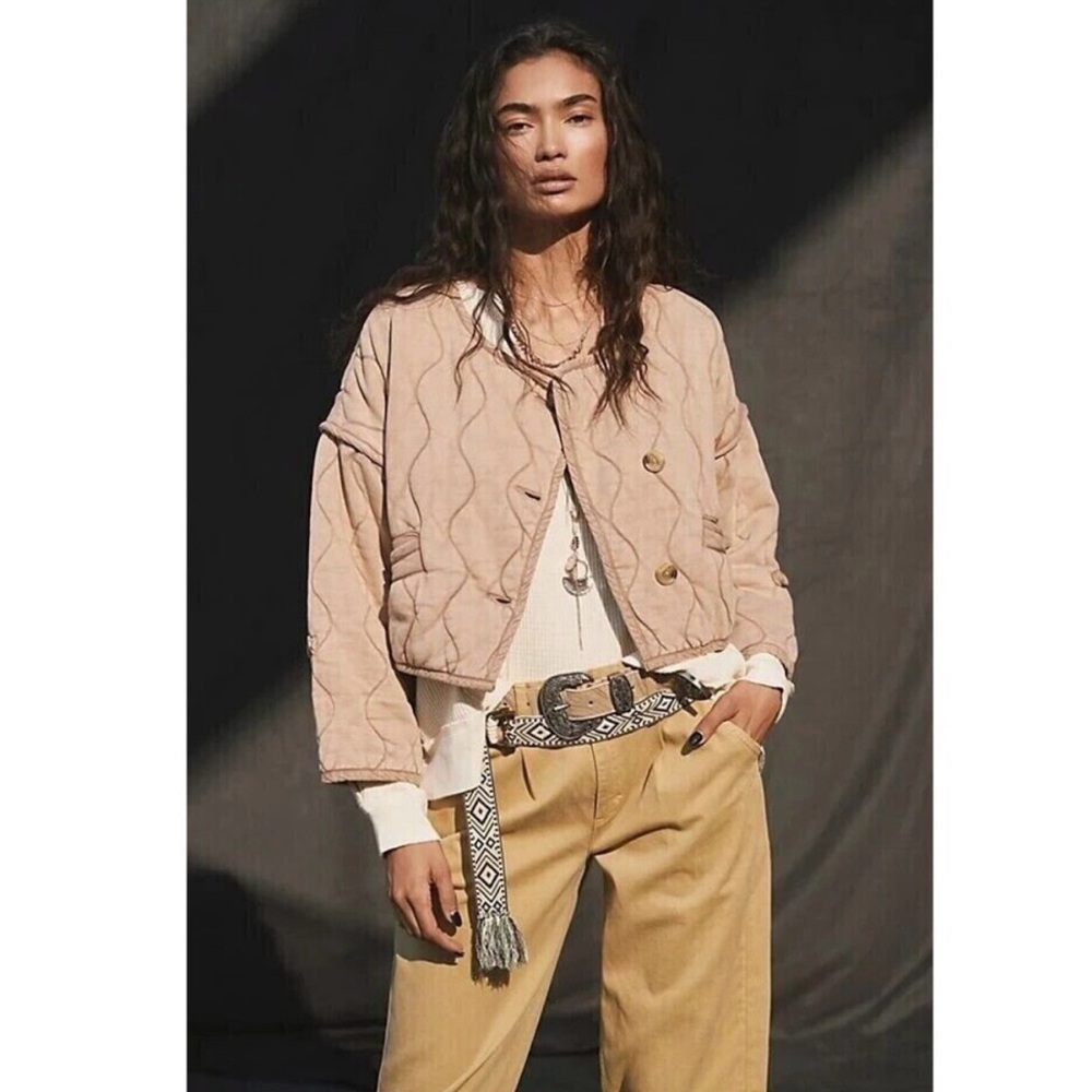 Free People Women’s Gwynnie Quilted Cropped Jacket Sz XS